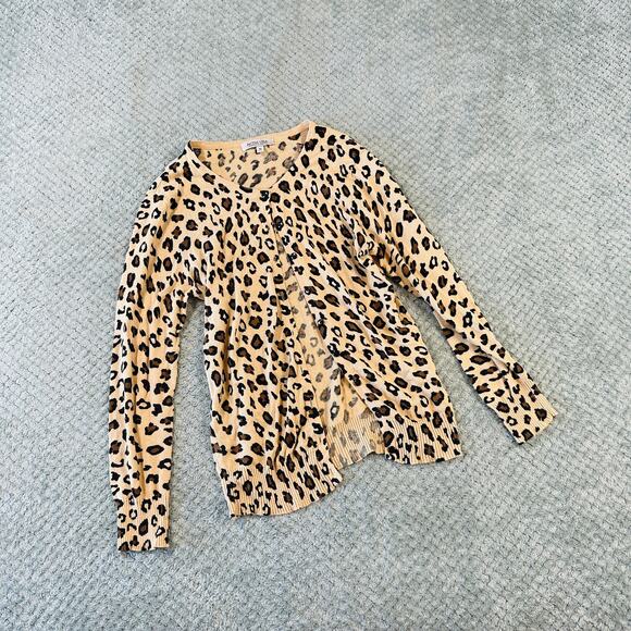 Vintage Y2K Leopard Print Babydoll Button Up Cardigan Sweater Active USA M - Picture 1 of 4